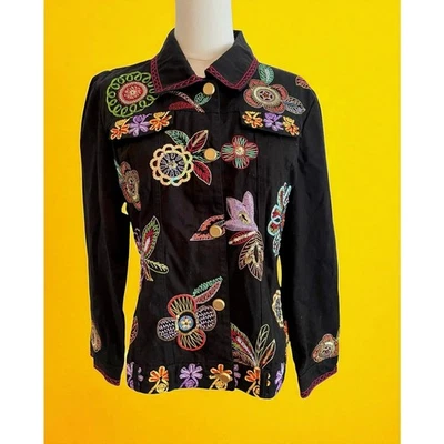 Vtg. BEREK Hysteric Glamour Artsy Jacket Blazer Womens M Embroidered Beaded - Image 1 of 4