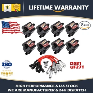 8 Pack Ignition Coil & Spark Plug Wire For GMC Sierra 1500 Chevy Silverado 1500 - Picture 1 of 15