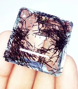 Natural Rutile Quartz 88+ Ct Square Shape Loose Gemstone Certified Gems M115 - Picture 1 of 12