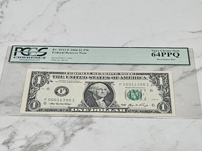 Certified-2006 $1 FW Fed Reserve Note Fr.1933F PCGS 64PPQ Boca Raton - Image 1 of 4