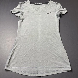 Nike Pro Gray V Neck Short Sleeve Women’s Sport Shirt Size Small - Picture 1 of 3