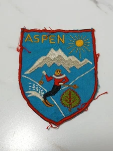 Rare Vintage 1950s Aspen, CO Skiing Souvenir Patch - Skifahrer Ski Winter Colorado - Bild 1 von 6