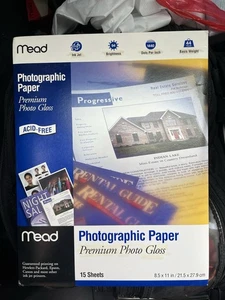 MEAD PHOTOGRAPHIC PHOTO PAPER PREMIUM PHOTO - GLOSS 8.5" X 11" 15 SHEETS - Picture 1 of 2