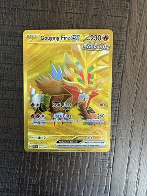 Pokemon TCG Gouging Fire EX 214/162 Hyper Rare NM New Gold SV05 Temporal Forces - Image 1 of 3