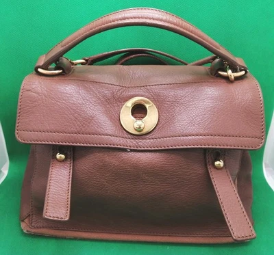 二手 Yves Saint Laurent Muse 双手提包 单肩包 双向 棕色皮革 — 第 1/4 张图片