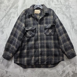 Vintage Woolrich Shirt Mens XL Plaid Wool Corduroy Collar Made in USA 90s - Picture 1 of 10