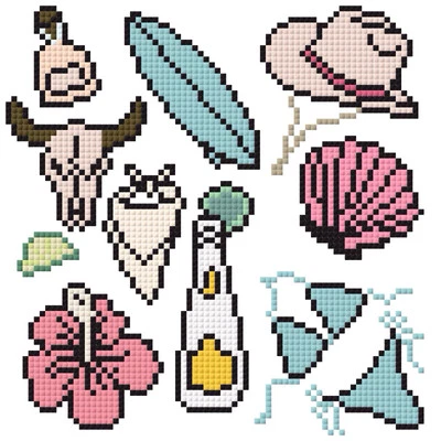 Coastal Cowgirl Collage Hand painted Needlepoint Canvas - Image 1 of 2