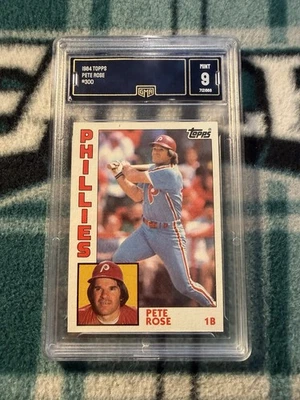 PETE ROSE GRADED GMA MINT 9 ENCASED 1984 TOPPS #300 PHILADELPHIA PHILLIES REDS - Image 1 of 4