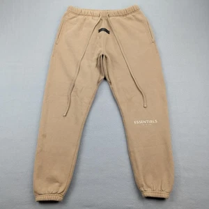 Fear of God Essentials Pants Mens Small Tan Sweatpants Joggers Logo Drawstring - Picture 1 of 15