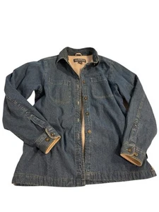 Woolrich Barn Coat Jacket Denim Blue 4622 Cotton Fleece Lined Womens Size Medium - Picture 1 of 12