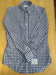 NWOT Thom Browne Navy Blue Shepherd Check Broadcloth Button Down TB0 14-31 XS - Picture 1 of 6