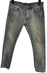 A.P.C. Pantalones de mezclilla Kanye West con ribete para hombre 32x29 calce ajustado azul claro mediano lavado - Imagen 1 de 13