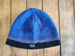 Vintage Patagonia Beanie Unisex One Size Blue Canada Purple Sky Mountain Rare - Picture 1 of 4