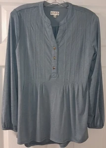 Wonderly Petite Blue Long Sleeve Button Up Blouse Size PS - Picture 1 of 4