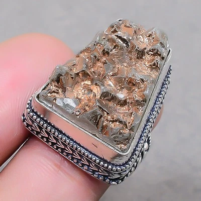 Anillo de colección dorado de titanio druzy piedras preciosas moda joyería étnica 6,25" SR 1415 Foto 1 de 4