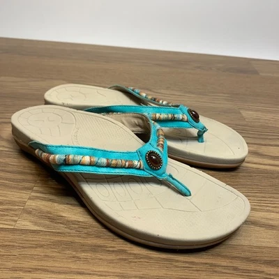 Sandalias planas de tanga turquesa Aetrex para mujer AE635W talla 7 Foto 1 de 4