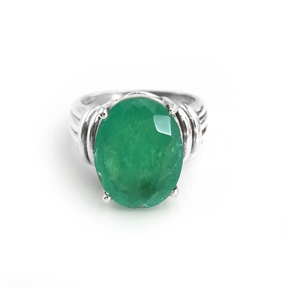 Emerald Ring 925 Sterling Silver Jewelry Wedding Ring Gemstone Jewelry - Image 1 of 4