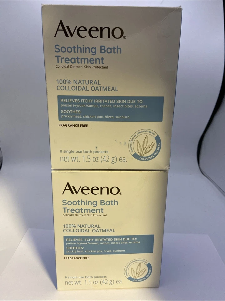 (2 Cajas) Tratamiento de Baño Calmante Aveeno, 1.5oz (8 unidades ea.) Exp 06/30/2026 Foto 1 de 1