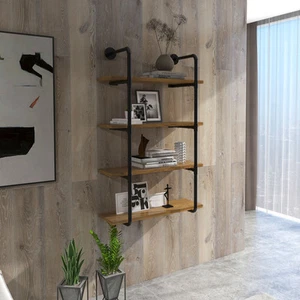 Industrial Multi-Tier Shelf Wall-Mounted Floating Shelf Utility Bookcase - Picture 1 of 11