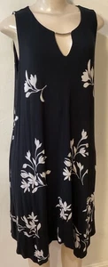 Soma Black/White/Brown Floral Print Dress XL EUC  - Picture 1 of 5
