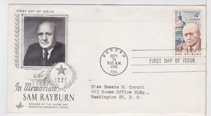 TurtlesTradingPost- Sam Rayburn - 1962 #1202 FDC Artcraft Cachet - Picture 1 of 1