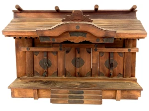 Antico santuario kamidana giapponese in legno vecchia casa stile retrò oggetto affascinante - Foto 1 di 20