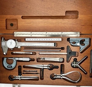 MITUTOYO TOOL KIT - IN MAHOGANY BOX - NEW - Picture 1 of 11