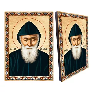 Saint Charbel icona cattolica in legno, Mar Charbel Makhlouf icona religiosa - Foto 1 di 6
