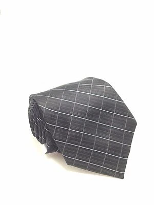 $125 Corbata de Vestido Calvin Klein Para Hombre Ajustada a Cuadros Cuello Ajustado Negro Azul 60x3 Foto 1 de 4
