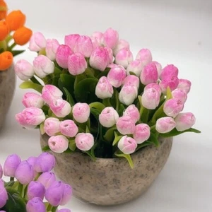 10 pieces Miniature Flower White-pink Tulip, Miniature Garden Dollhouse 1:12 - Picture 1 of 5