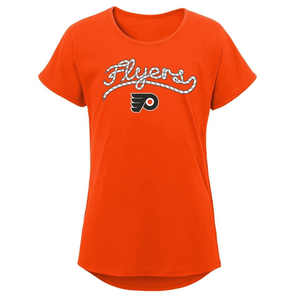 Camiseta Outerstuff NHL Jóvenes Niñas Philadelphia Flyers Encaje Script Dolman Foto 1 de 1