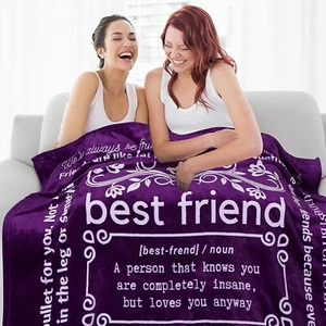 Funny Gifts for Best Friends Valentines, Funny Best Friend Blanket, Friendship - Picture 1 of 9