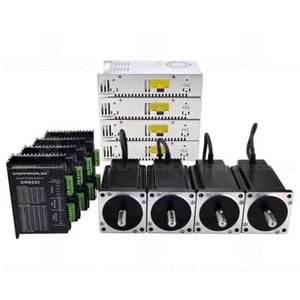 STEPPERONLIN 4/3 Axis Nema34 Stepper Motor 12Nm 6A Φ14mm Keyway &Driver CNC Kit - Picture 1 of 10