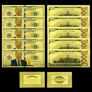 10Pcs Trump Goldene Banknoten 100 Dollar - US-Präsident - selten - Sammlung - Bild 1 von 6