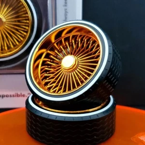 HOPPIN HYDROS! 1/18 SUPER SPOKES GOLD LOWRIDER Rims OCTOS K/O & LOW PRO WW Tire - Picture 1 of 8