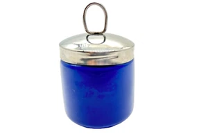 Vintage Egg Coddler blau mit Metallrand/ Deckel Porzellan - Bild 1 von 10
