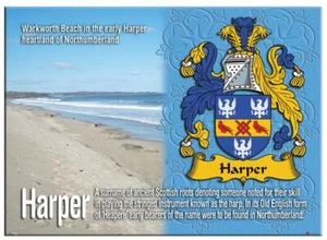 Imán metálico de recuerdo de apellido familiar inglés Harper - Imagen 1 de 2