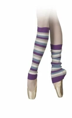 Calentadores de piernas a rayas púrpura/blanco/gris/azul claro cebra Sansha 16" sin estribo  Foto 1 de 3