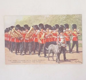 London Irish Guards Wolfhound Mascot Marching Postcard Unposted Valentine's - Picture 1 of 2
