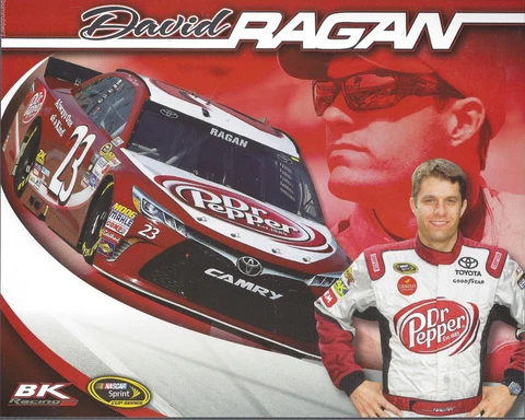 2016 DAVID RAGAN "2ND VERSION W/RED TRIM ON SUIT DR PEPPER" #23 NASCAR POSTCARD Cover