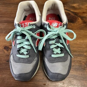 Size 5.5 - New Balance 574 Grey Blue Varsity Red W - Picture 1 of 6