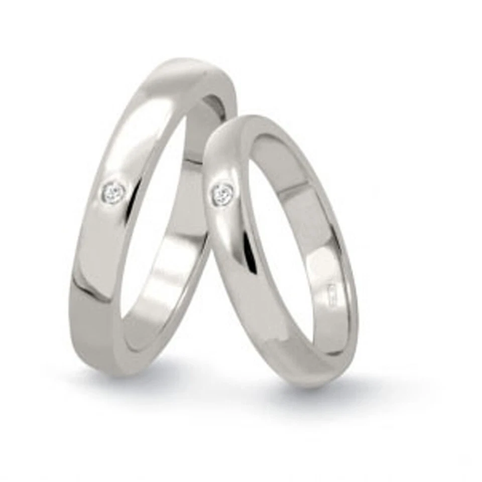 Coppia di fedi, fedine in argento 925 con diamanti naturali. Fedine anniversario - Immagine 1 di 2