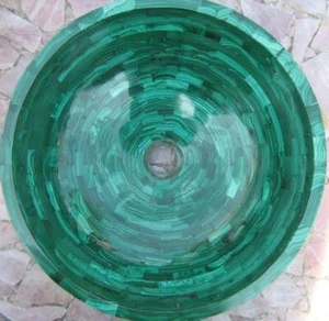 12" Marble Malachite Washbasin/Sink Handmade Work  - Picture 1 of 3