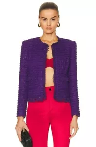 L’Agence Damen Angelina Tweed Blazer Boucle Jacke Deep Violet Lila Größe 0 - Bild 1 von 6