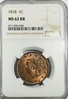 1818 Large Cent NGC MS62 RB  - Beautiful Coin