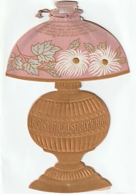 RARE- Large Advertising Die cut Oil Lamp Booklet  Syracuse NY Journal 1892 Expo? - Image 1 of 4