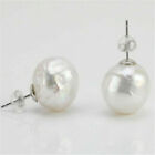 13-14 mm white Baroque pearl earrings 18k ear stud Chic Cultured AAAA Flawless