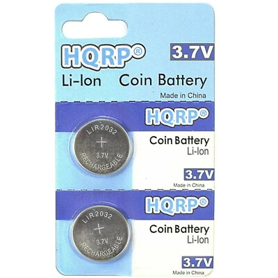 2-Pack LIR2032 3.6V Lithium-Ion Rechargeable Coin Cell Battery LIR-2032 LIR2O32 - Image 1 of 4