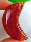 48x21x6mm Red&Rose Fire Dragon Veins Agate Moon Pendant Bead EA79953
