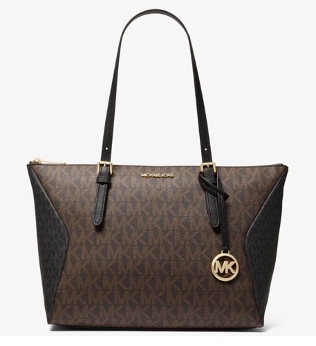 Nuova borsa Michael Kors Coraline grande firma marrone multi con sacchetto antipolvere